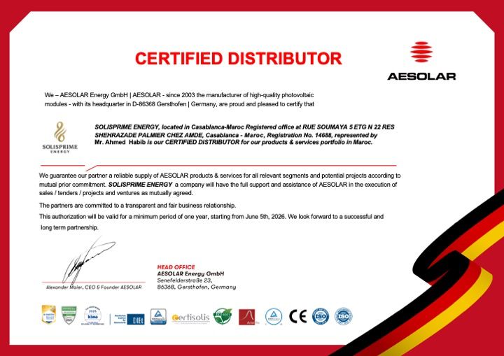 AE SOLAR — Distributeur Certifié